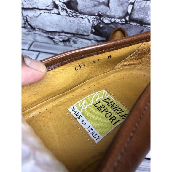 Daniele Lepori Brown Leather Gold Horsebit Loafers Dress Shoes Men Sz 11M US/44 main image 5